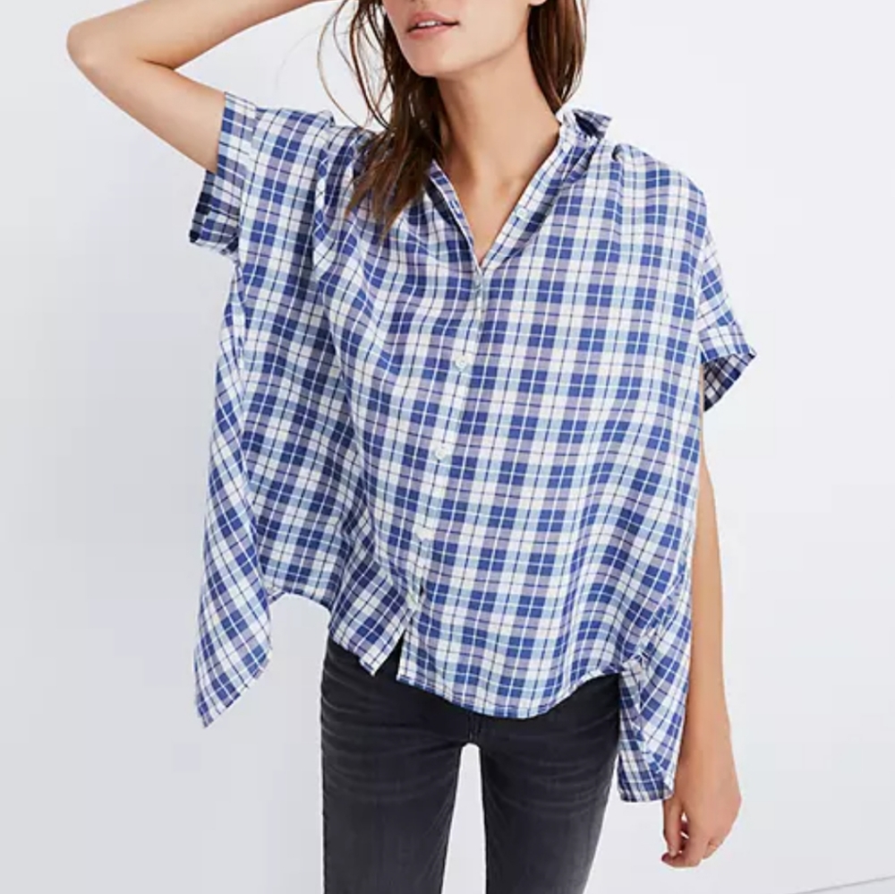 Madewell Central Open-Back Shirt in Linus Plaid